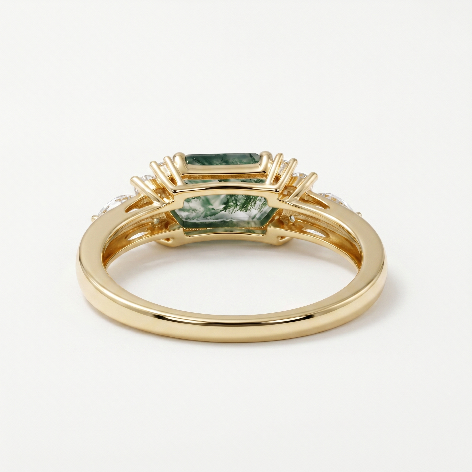 Anello in Agata Verde Muschio Verdant Hex