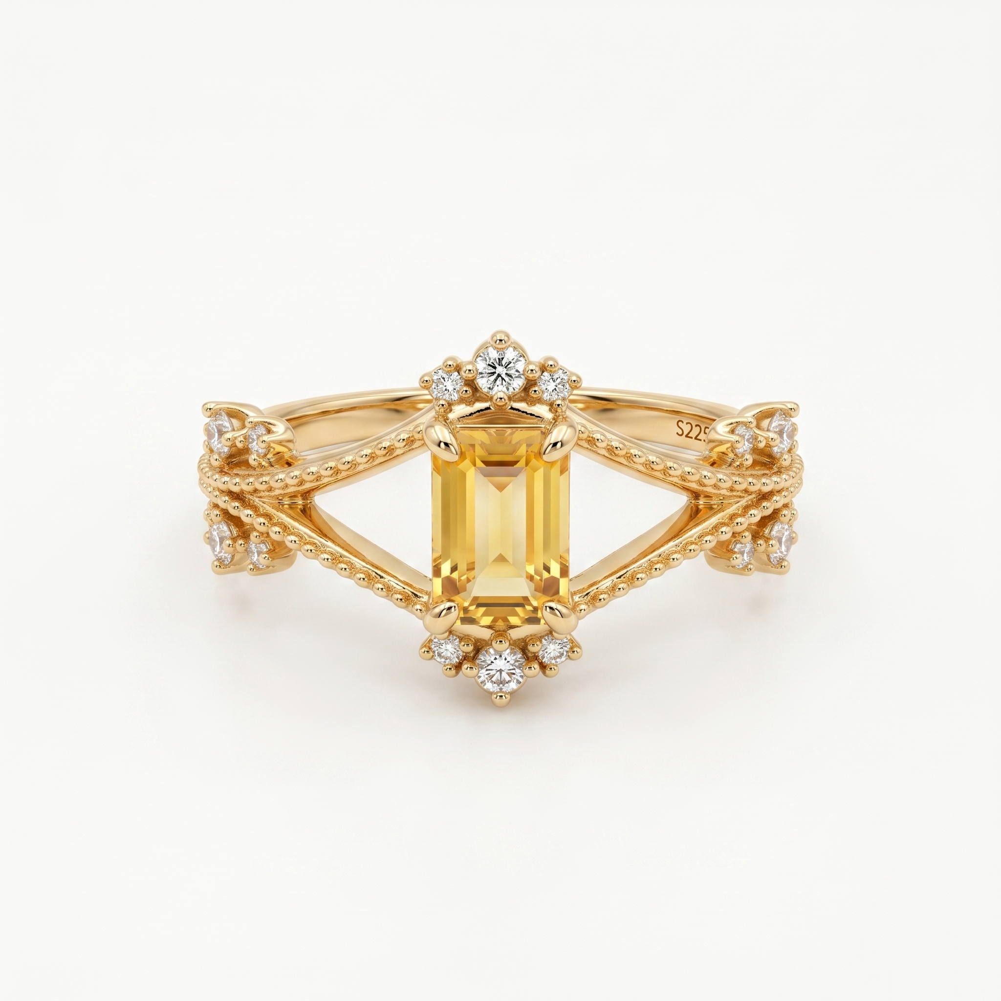 Anillo vintage de corona de citrino