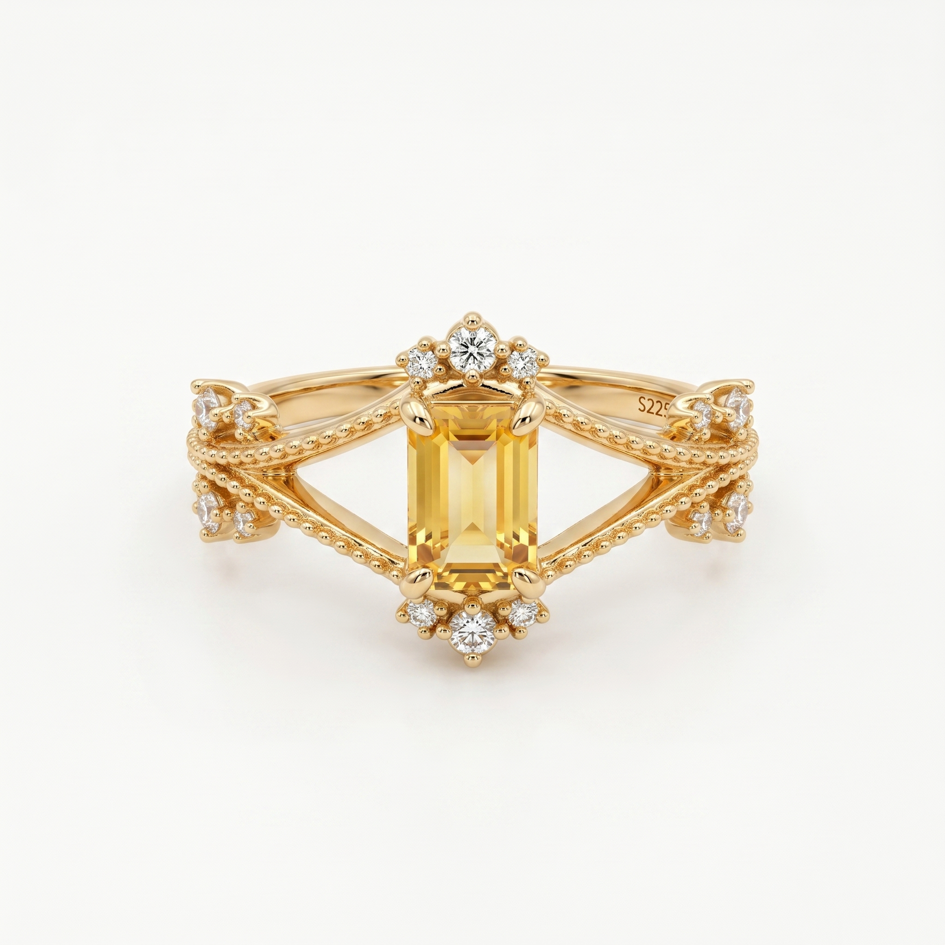 Anello vintage con corona in citrino