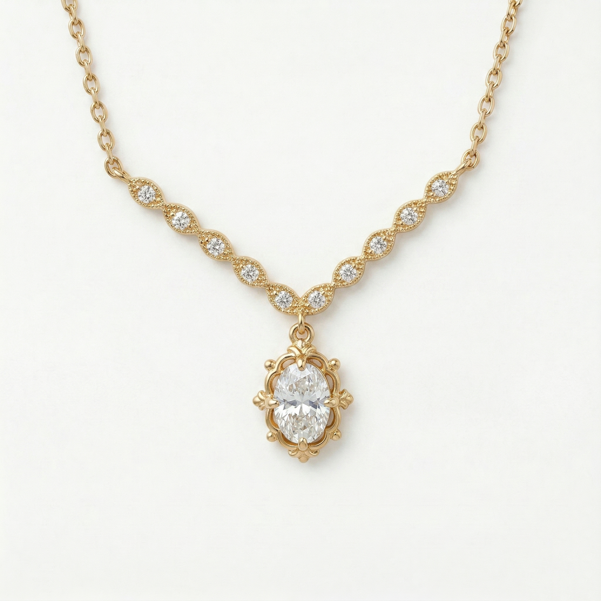 Collar Vintage Oval Corona de Moissanita