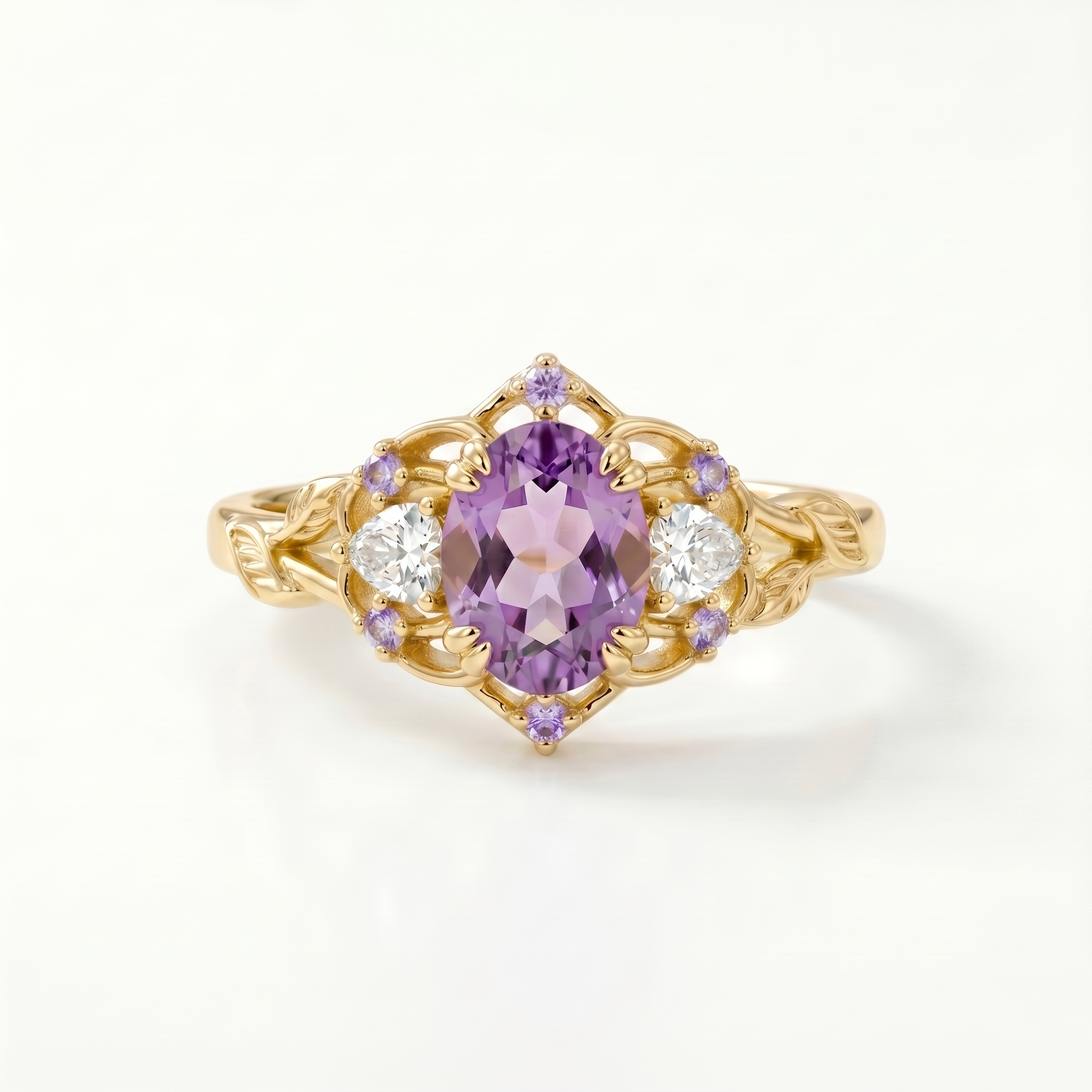 Anello vintage con ametista taglio ovale