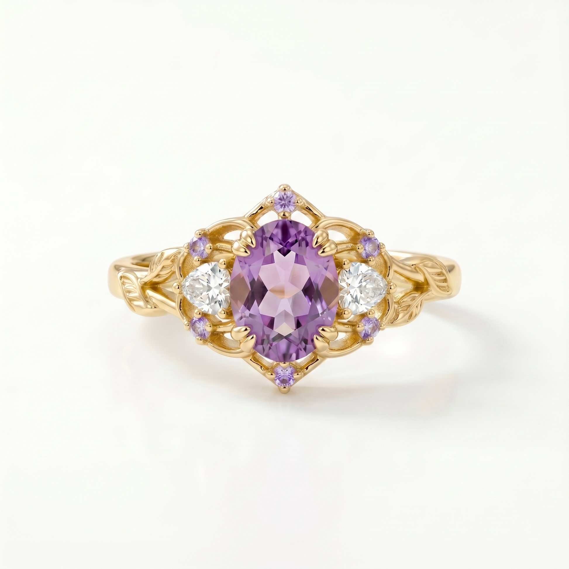 Anello vintage con ametista taglio ovale