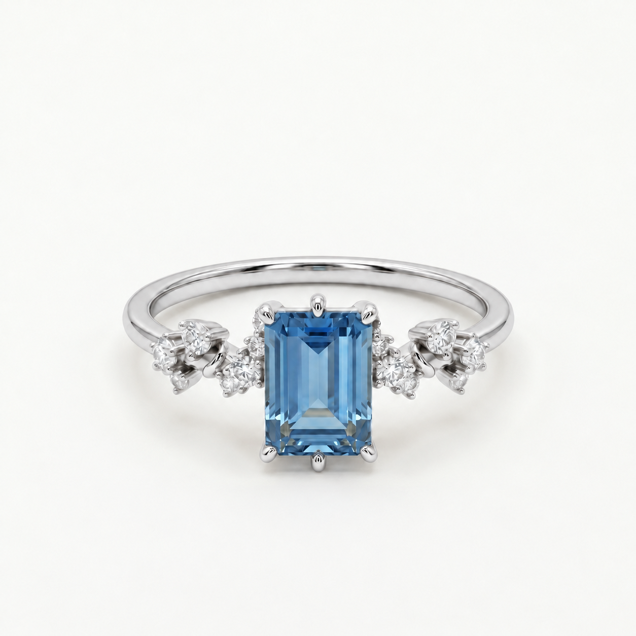 Bague en topaze taille émeraude London Blue