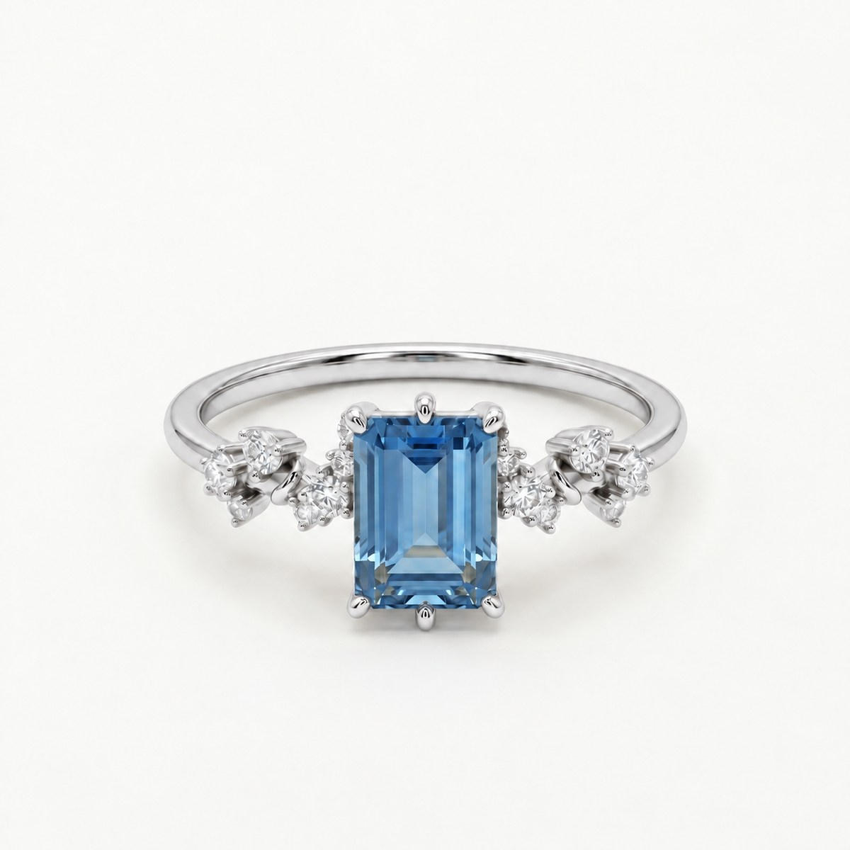 Bague en topaze taille émeraude London Blue