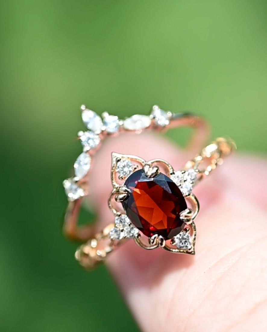 Vintage Crimson Garnet Ring