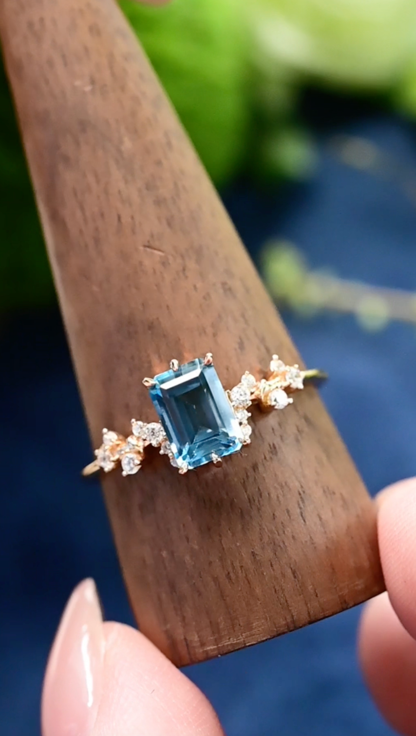 London Blue Emerald-Cut Topaz Ring