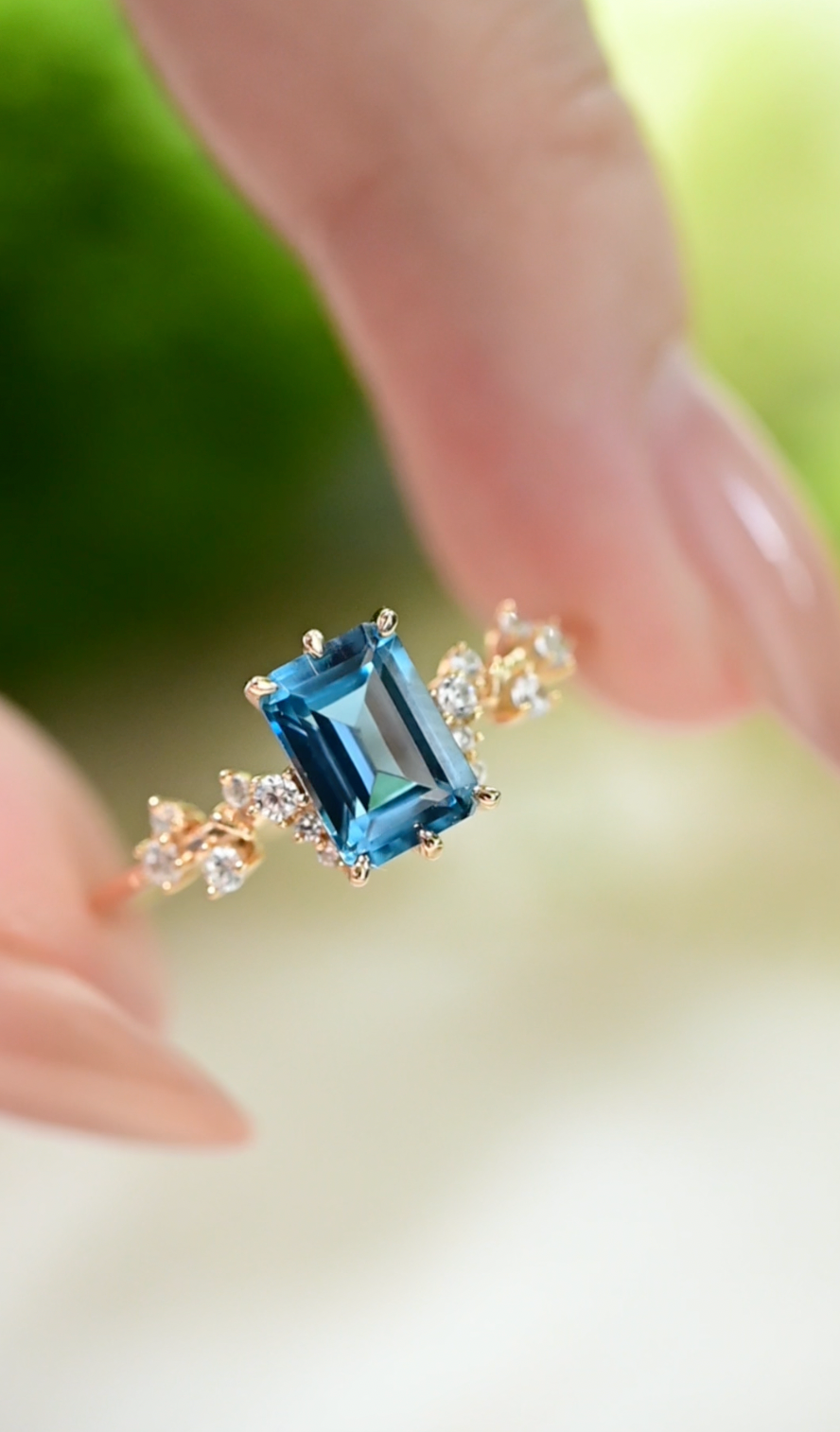 London Blue Emerald-Cut Topaz Ring