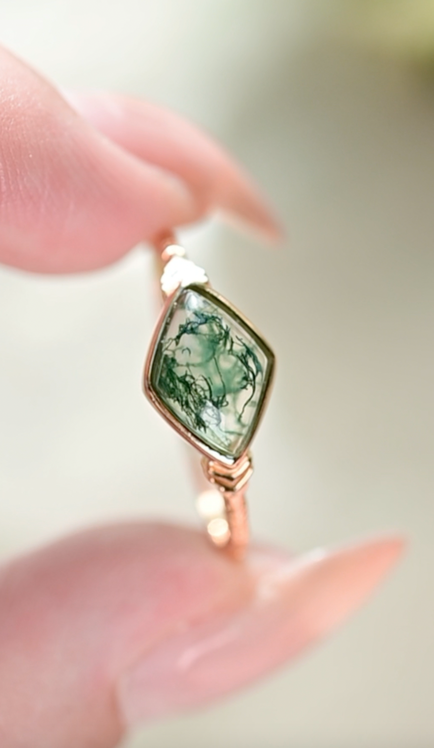 Nature’s Mirror Moss Agate Ring