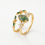Wreath Marquise Cut Moss Agate Stacking Ring Set
