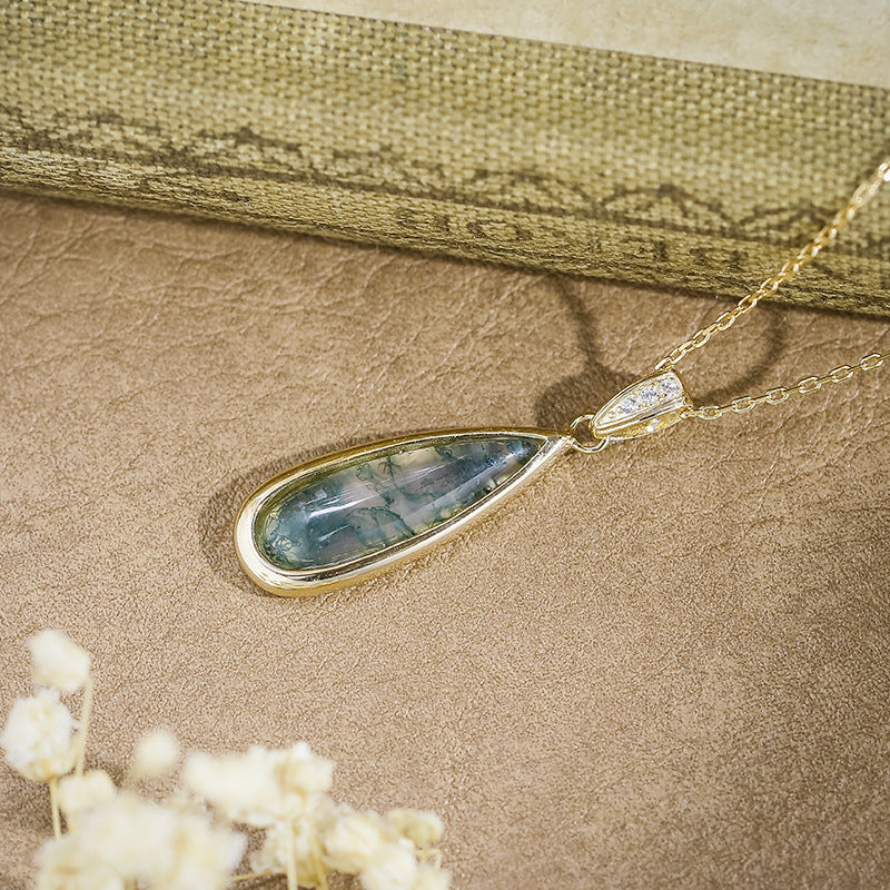 Nature’s Teardrop Moss Agate Necklace