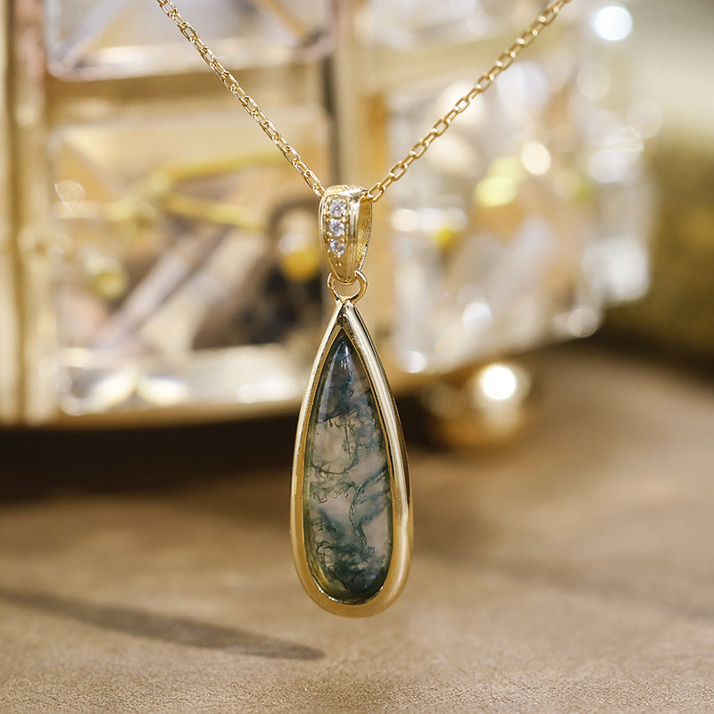 Nature’s Teardrop Moss Agate Necklace