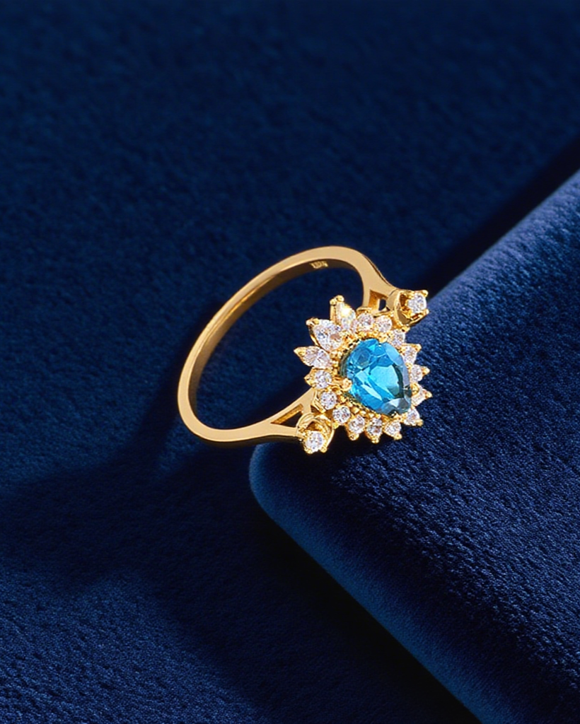 Lunar Halo Blue Topaz Ring